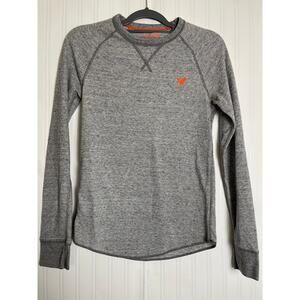 Aero Heritage Waffle Long Sleeve Front Logo Cotton Tee Men's Size XS Gray Urban
